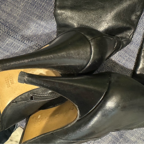 Vintage tall black leather heeled boots size 7.5 made in Italy 🇮🇹 - Picture 4 of 5